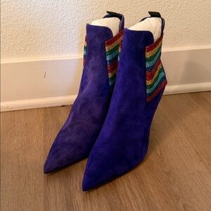 Never been worn - Christian Louboutin Purple Heeled Boots with Rainbow Detail